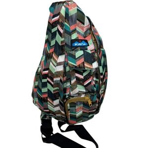 KAVU Coastal Blocks‎ Sling Bag Geometric Print Adjustable Strap Everyday Travel
